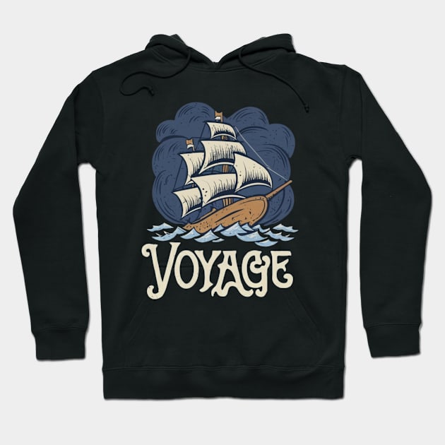 Ship Sailing Through The Deep Blue Sea Storm Hoodie by Abeer Ahmad